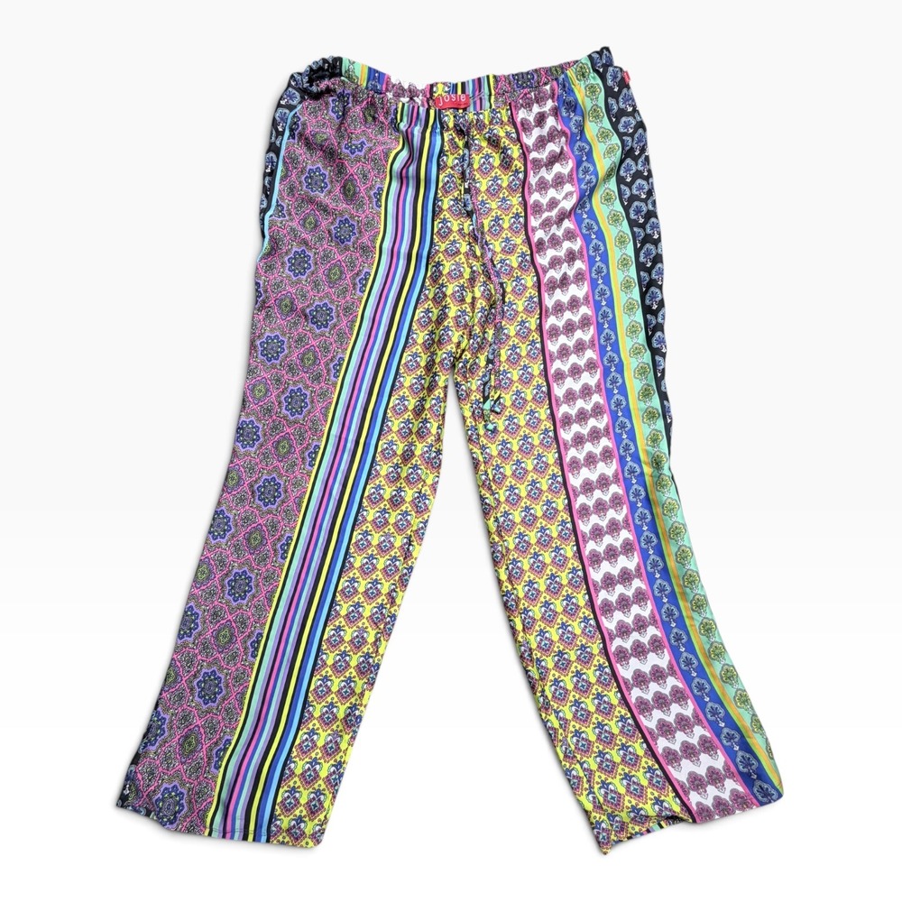 Josie Natori Women Multicolor Mixed Print Wide Leg Pajama Pants Large